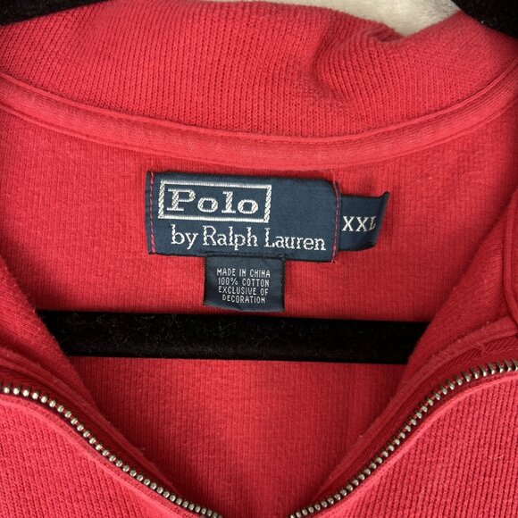 POLO Ralph Lauren LS 1/4 zip pullover sweater men XXL red mock neck 100% cotton - Picture 4 of 7